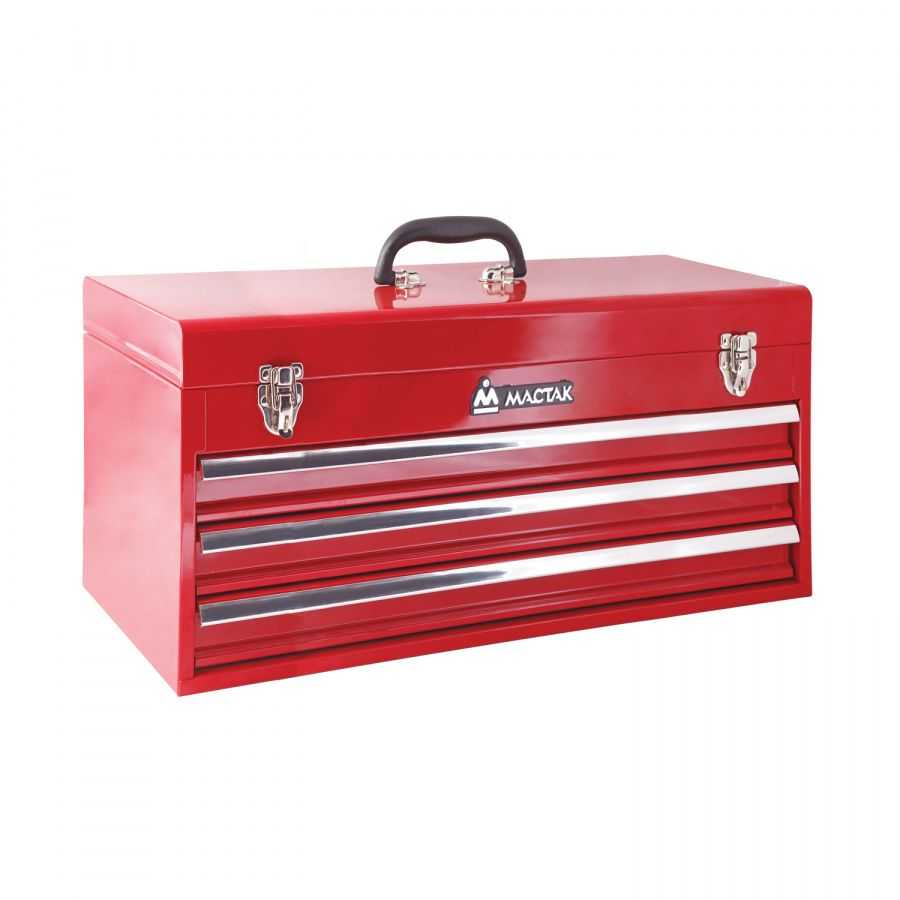 Ящик инструментальный, 3 полки, красный МАСТАК 511-03530R Ящики для инструмента металлические фото, изображение