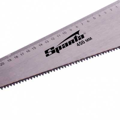 Ножовка по дереву, 450 мм, 5-6 TPI, каленый зуб, линейка, пластиковая рукоятка Sparta Ножовки по дереву фото, изображение